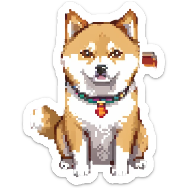 Shiba Inu sitting in a movie theater, pastel colors sticker