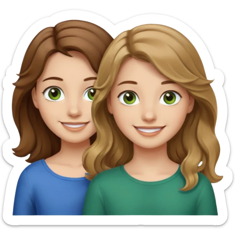 make me and my best friend togheter i have shoulder-lenght brown hair and light brown eyes and she has long wavy hair blonde/brown hair and green/blue eyes sticker