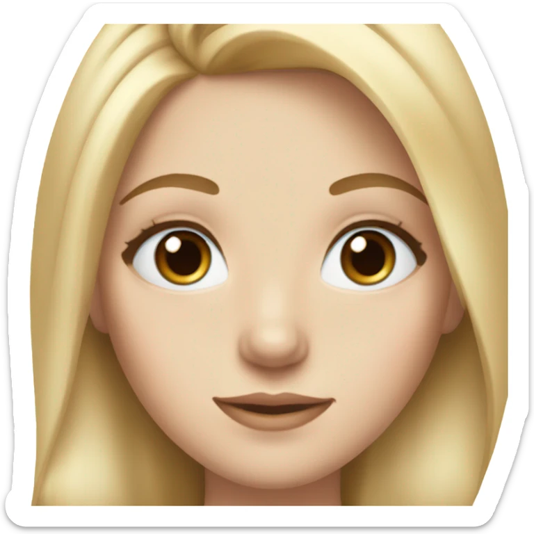a white girl with blue eyes and pretty lashes with blonde/brown hair sticker