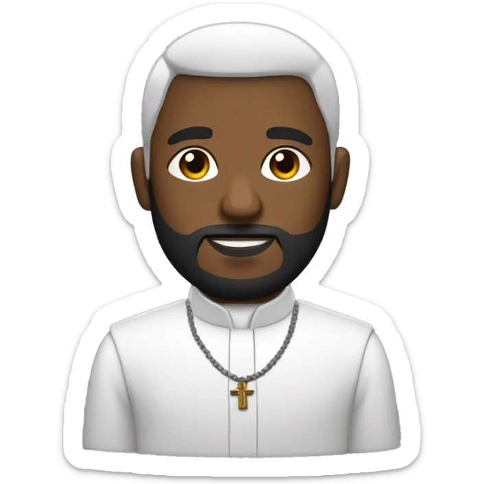 sacerdote con barba con  piel blanca con traje negro y crucifijo en la mano sticker