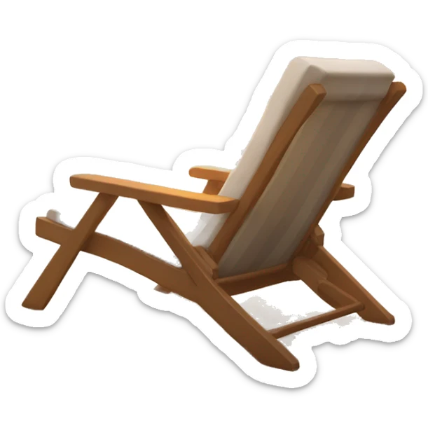 A calm beach scene with gentle waves, a comfortable lounge chair, and the warm glow of the sunse sticker