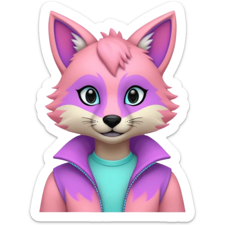 Edgy colorful smooth soft pastel neon modern anthro furry by Falvie, LiLaiRa, AngieWolf sticker