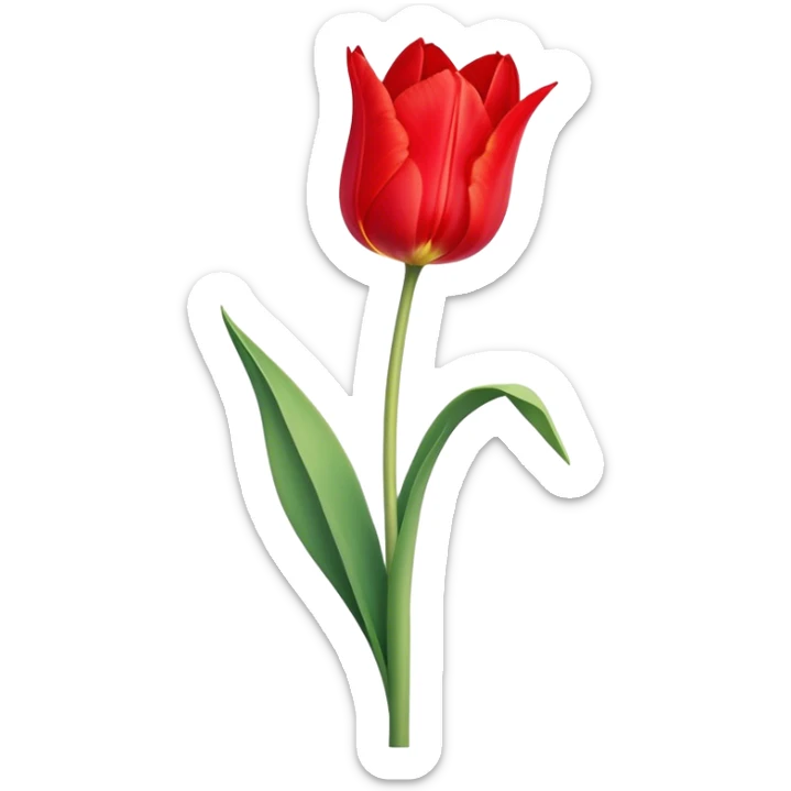 ​Cinematic Realistic Tulip, depicted as a single, exquisitely detailed bloom with vibrant red petals and a delicate stem, softly illuminated by natural light that highlights its graceful beauty and elegant form, sticker
