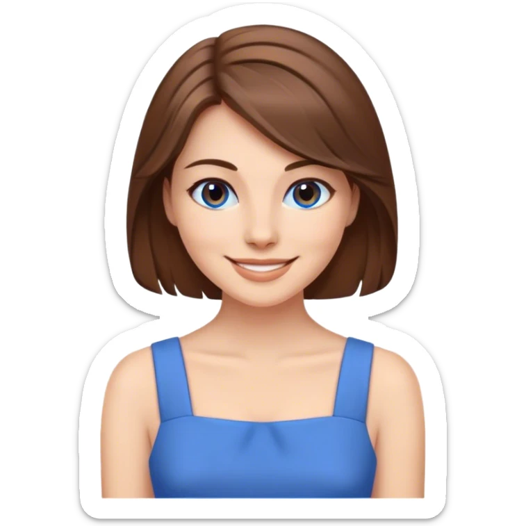 Cinematic Radiant Belle Portrait Emoji, rendered in a realistic, vector style with clean proportions. Show Belle with a warm, welcoming smile, delicate fair skin, and elegantly styled brown hair, wearing her timeless blue dress. The image radiates a soft, enchanting glow, high shine, and is enhanced by a soft glowing outline that accentuates her gentle charm. sticker