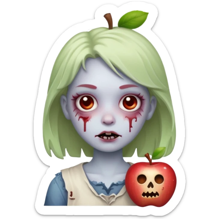 cute zombie girl with subtle transgender symbols apple style emoji sticker