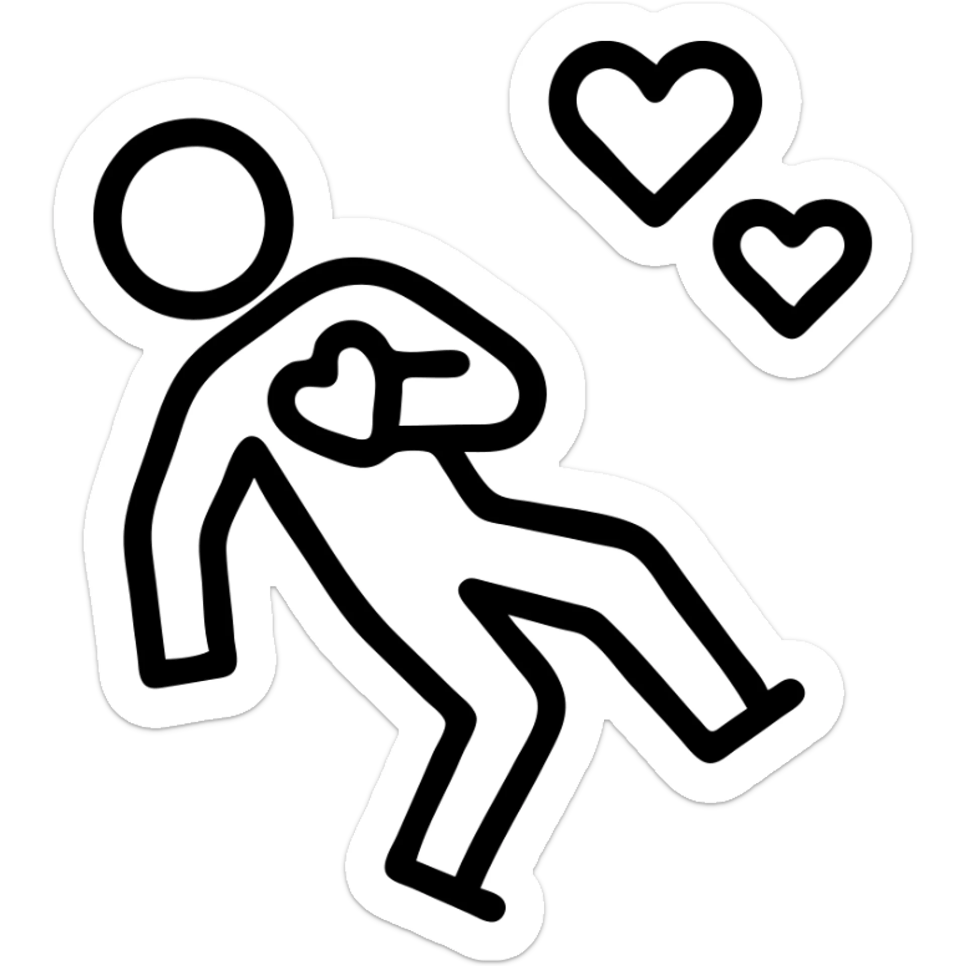 icon of a person in love, hand on chest over heart, about to fall, simple icon style sticker
