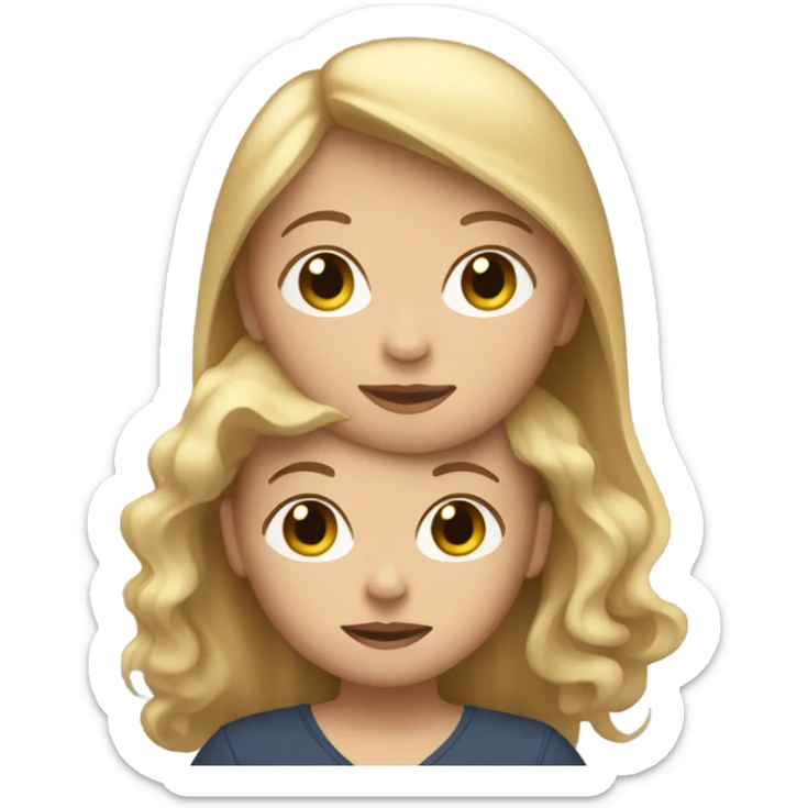 Brown hair woman with blonde hair baby boy sticker