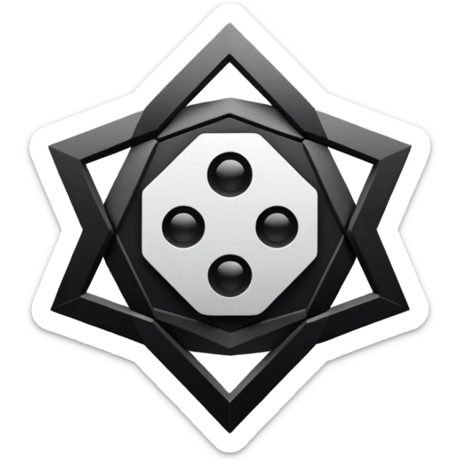 Create an emoji in which it is representing AI logo similarly like the logo of Chat GPT ,Gemini but different completely different and very professional not simple and try to make it in black and white colour sticker