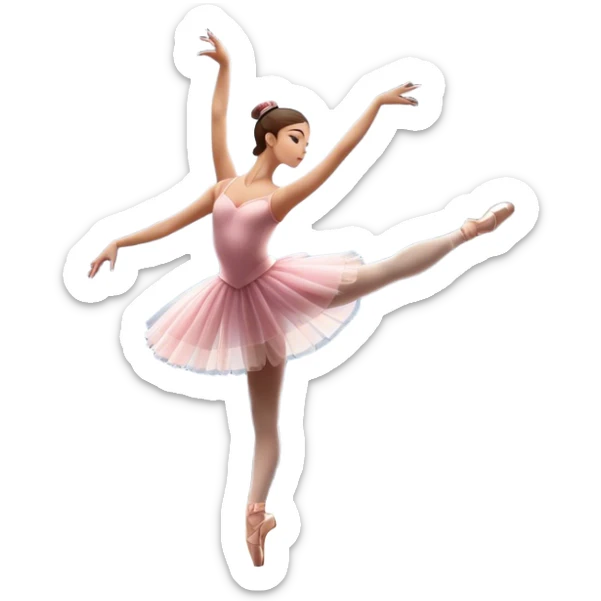 Icon for Ballet: silhouette of a ballerina in an elegant pose on a theater stage, surrounded by spotlight and stage lights. The icon should convey the grace and beauty of ballet, with focus on the dancer and the dramatic lighting. Transparent background. sticker
