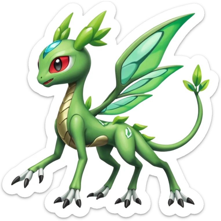 Meloetta-Flygon-Scyther-Celebi-Zygarde-Electrike-Fakémon-fusion, full body sticker