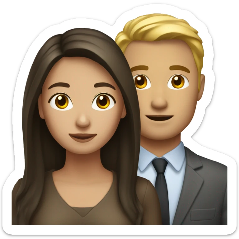 Brunette woman with blonde man sticker