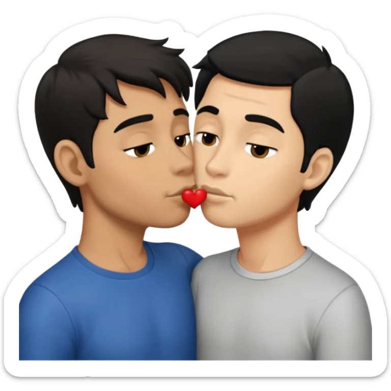 Naked adult male darki hair kissing black adult male, full view on top of each other  sticker