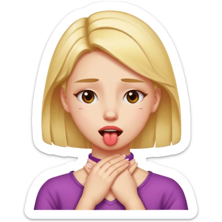 girl with hands crossed on her neck squinting her eyes with her tounge out sticker