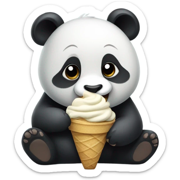 Panda eating ice cream sticker