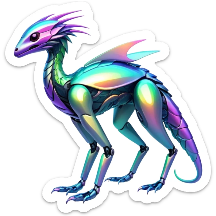  exotic shiny colorful futuristic modern cyber-Fakémon-Digimon-Trico-Vernid-creature sticker