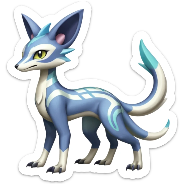 Meloetta-Sergal-Genet-Palkia-Dialga-hybrid-fusion-Fakémon-creature, full body sticker