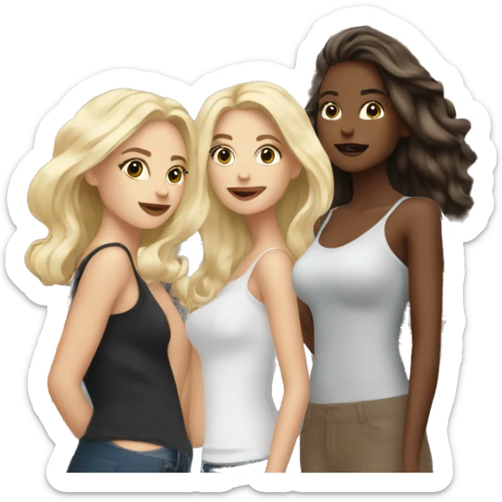 2 blonde girls, 1 brunette girl shopping in NYC sticker
