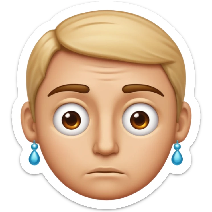 classic emoji style face with furrowed brows and a bead of sweat, nervous look sticker