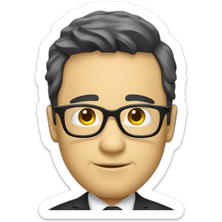 white guy with yellow tinted glasses and black hair wearing a suit  sticker