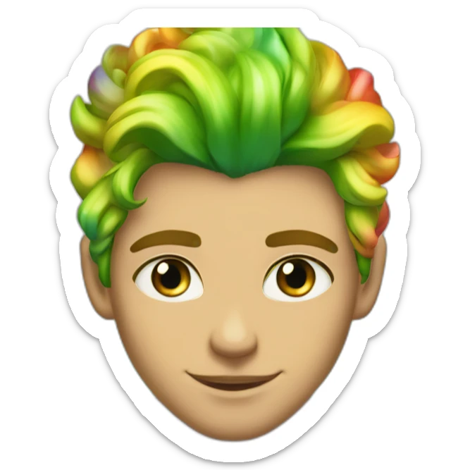 Posh-muscle-boy-with-green-eyes-and-rainbow-hair-and-pearl-necklace-in-golden-bathtub sticker