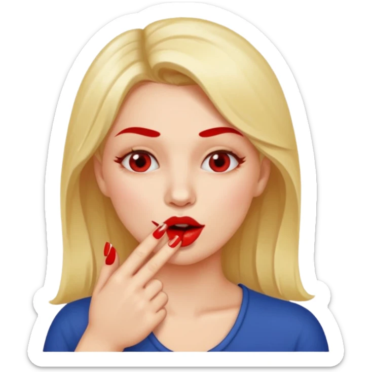 Una mujer mordiendose el dedo, sin la lengua para afuera y que el dedo este más omenos adentrod de la boca sticker