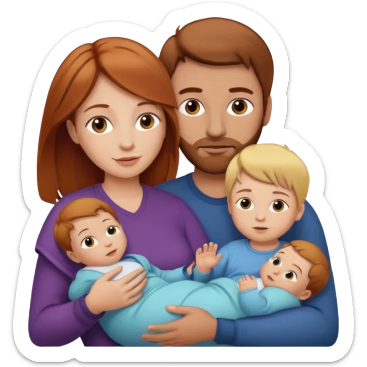 A mother and father with a baby - the mother has reddish-brown hair, father has brown hair and baby has blonde hair sticker