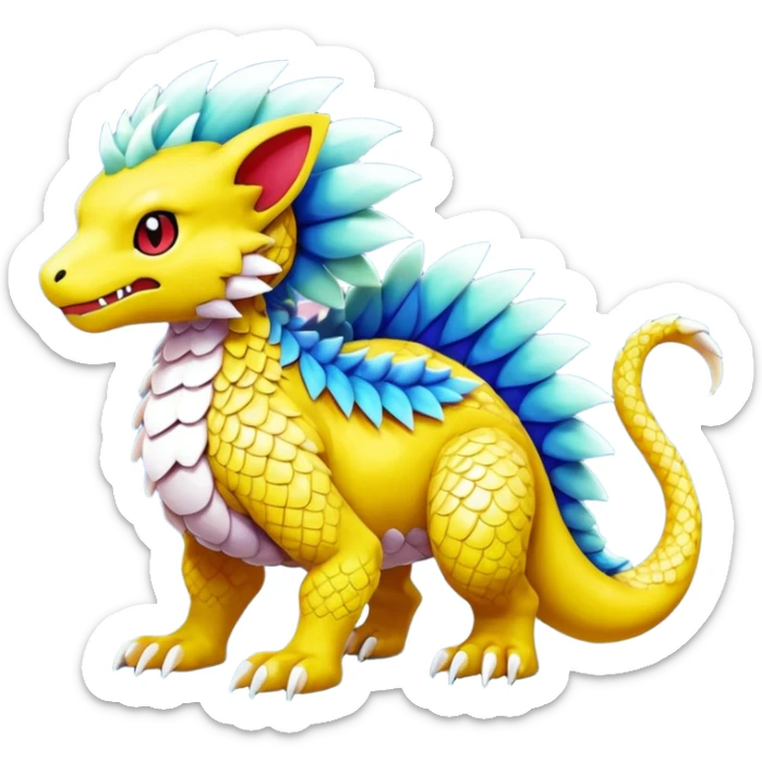 Colorful Vibrant Unique Pokémon-Digimon-Fakémon-hybrid-creature (full body) sticker