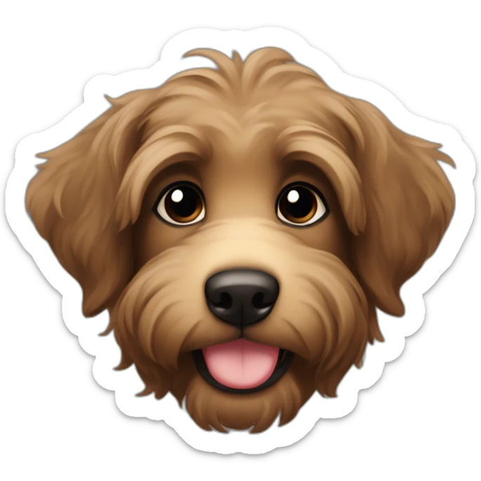 bouvier fawn brown and black puppy face very long hair smiling dark short ears sticker