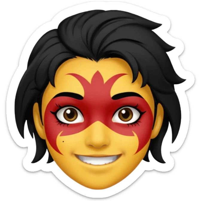 A black hair teen supporter with bold full-face paint, smiling with fierce team spirit. sticker