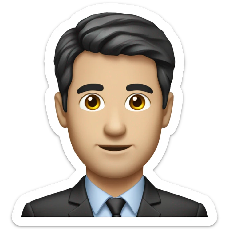  a man in finance with black french crop hair style, caucassian man sticker