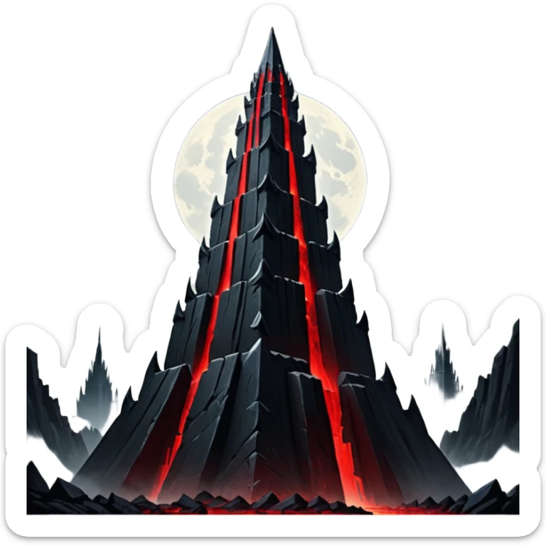 Barad Dúr from Lord of the Rings, Dark, giant Tower, with red beams shooting from the top into the sky sticker