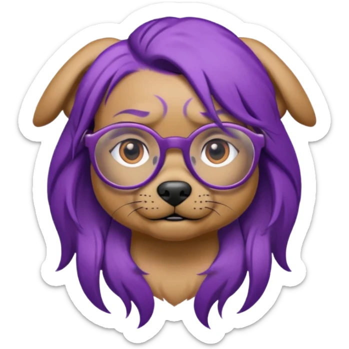 tattooed dog with heavy face tattooes and glassess, purple haired sticker