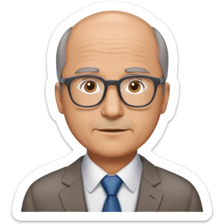 55 year old brown and gray haired balding man business casual with glasses sticker