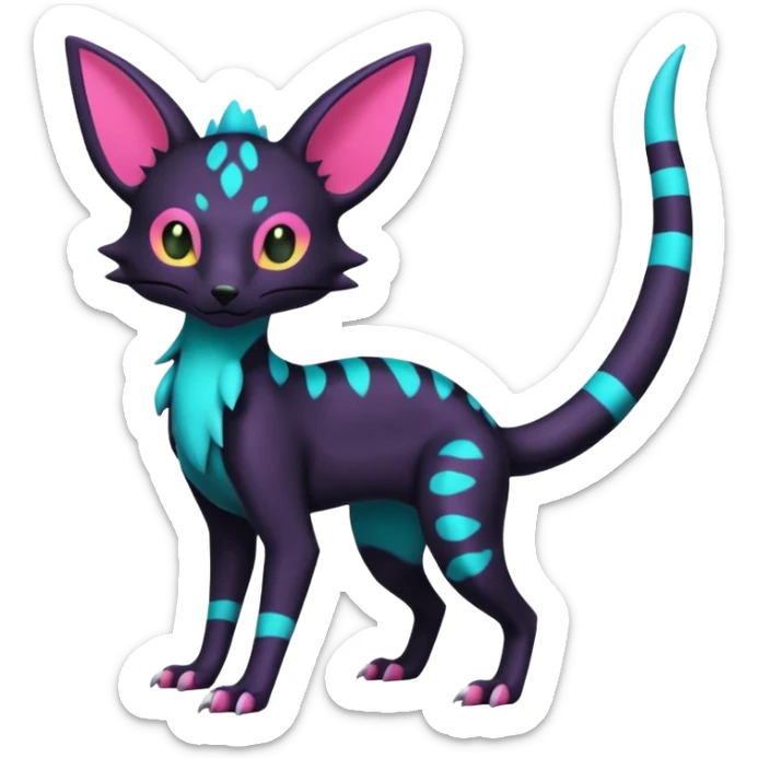 Neon pastel Salandit-Umbreon-Genet-Noivern-Noibat-Serval-Hybrid (Full body) sticker