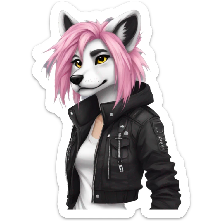 Edgy modern punk techwear anthro furry by Falvie, LiLaiRa, AngieWolf sticker