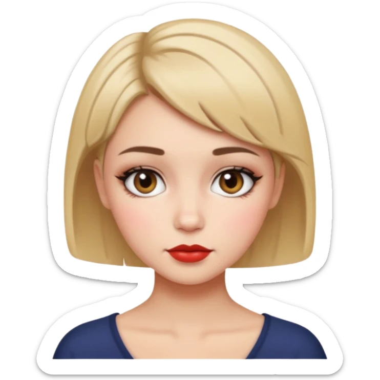 make sexy, cute, and gorgeous girl with short hair and makeup on her face sticker