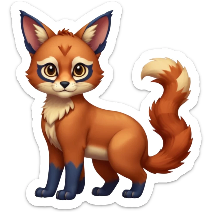 Colorful tropical blue exotic cute cool beautiful shiny beautiful fantasy-caracal-Gryphon-Cacomistle-Trico-Red-Panda-oncilla-animal-Fakémon-hybrid-fursona (full body) sticker