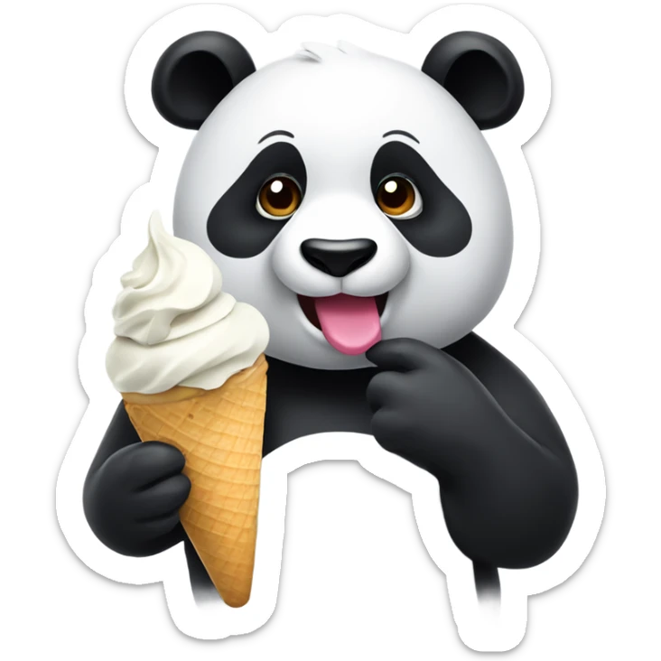 Panda eating ice cream sticker