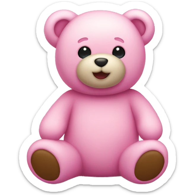 Light teddy bear with pink ྀི sticker