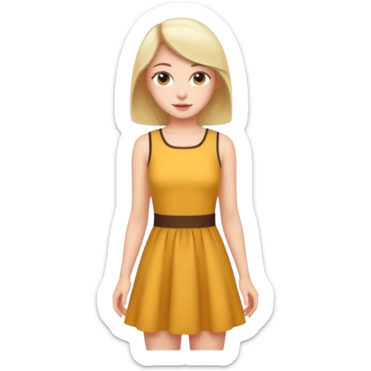 A girl is very more more short dress and she is realistic to sticker