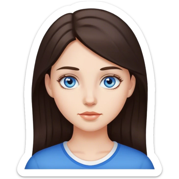 Girl with dark brown hair a blue eyes sticker