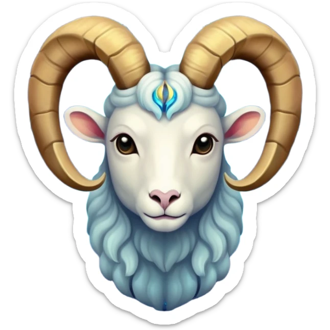 "A digital illustration of the Aries zodiac sign, a majestic ram with glowing horns, incorporating the color #00d9ff prominently in its design, celestial background, mystical and cosmic atmosphere" sticker
