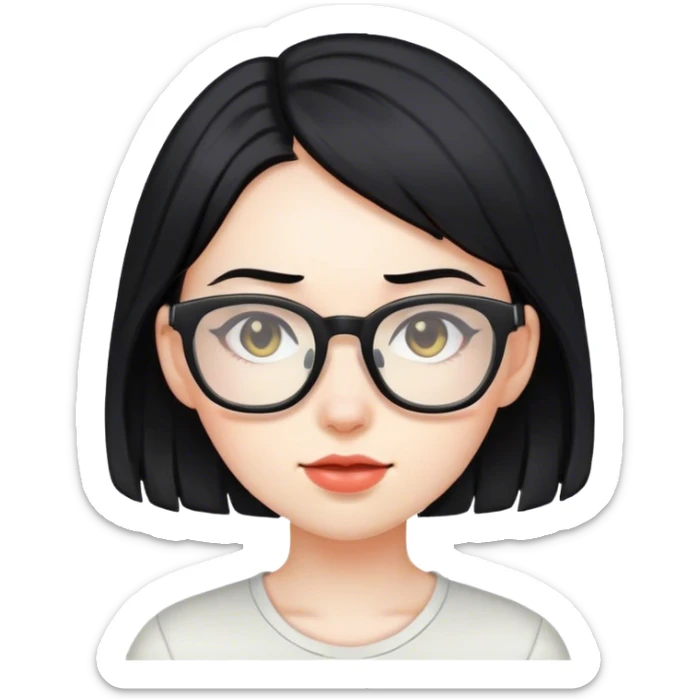 gamer, black hair girl with glasses sticker