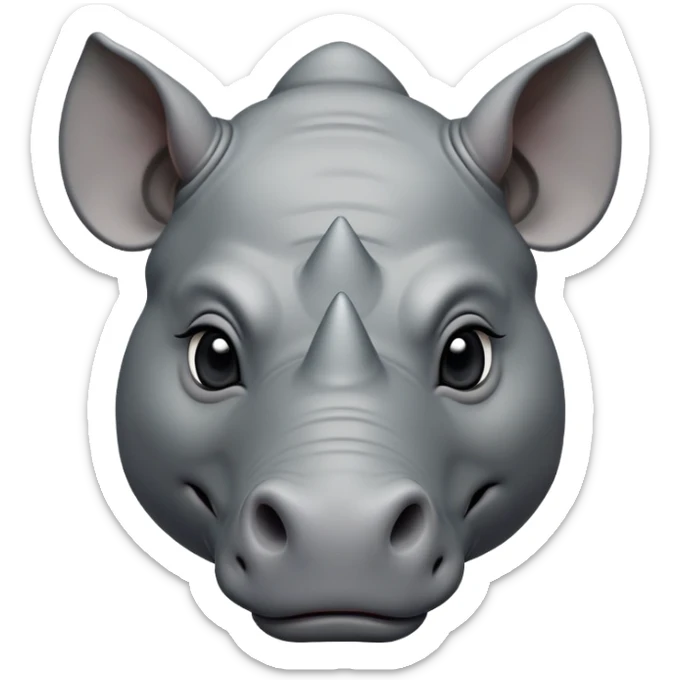 cinematic-noble-rhinoceros-portrait-emoji,-poised,-with-a-massive,-powerful-build-and-a-thick,-hide-of-slate-gray,-deep-set-soulful-piercing-eyes,-simplified-yet-sharp-and-sophisticated-features,-highly-detailed, with large black eyes sticker