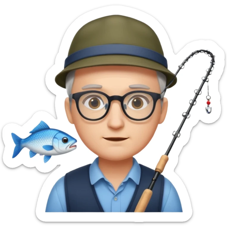 Accountant who wears glasses and loves fishing with fair skin and bold spot no hat sticker