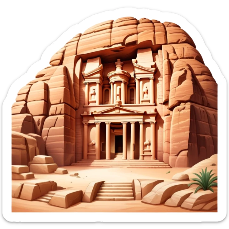Ancient city of Petra in Jordan with the famous Treasury building carved into rock sticker