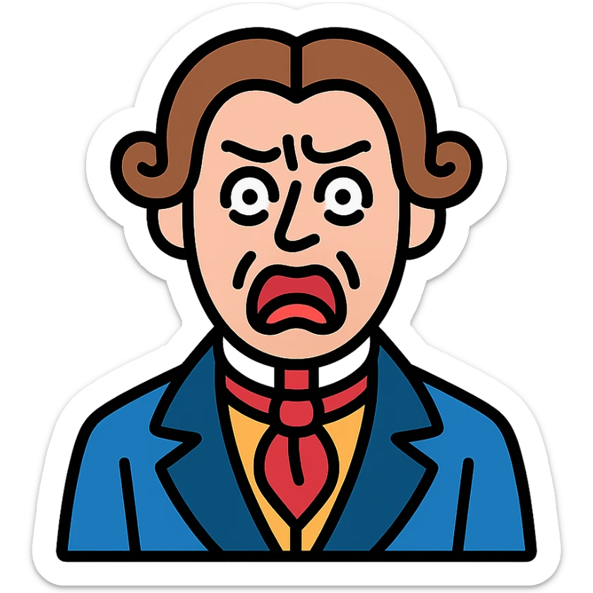 person from the 1840s with a horrified and disgusted face sticker