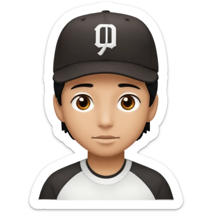 Create a person wearing a white New Era cap, with black hair and brown eyes.
 sticker