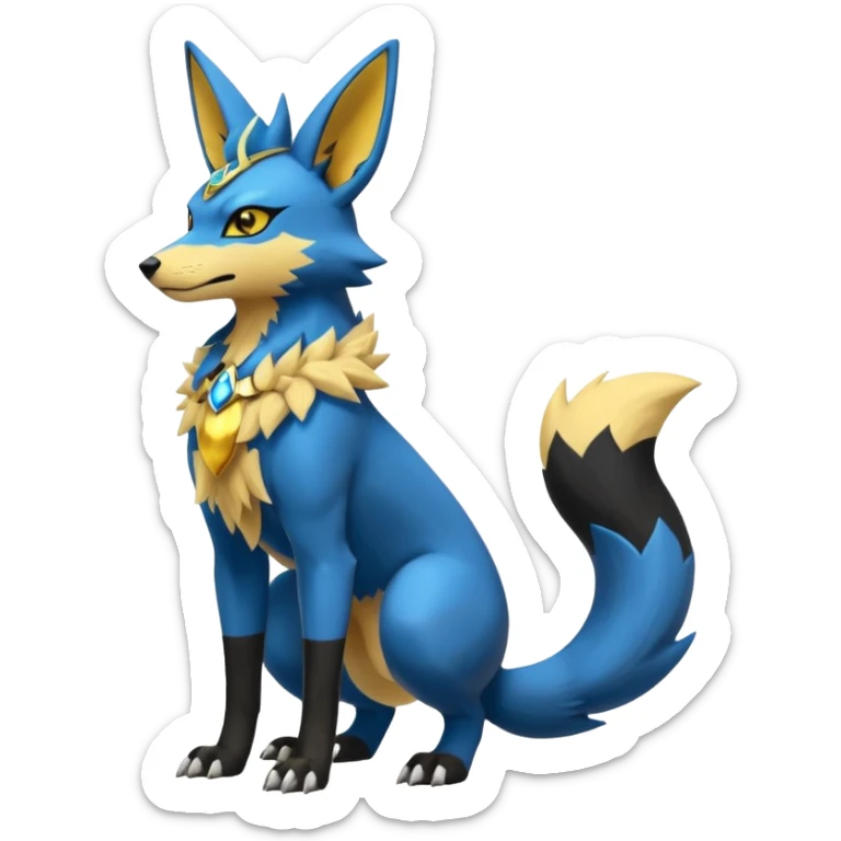 Lucario-Anubis-Umbreon-Jolteon-Fakémon-hybrid-creature (full body)  sticker