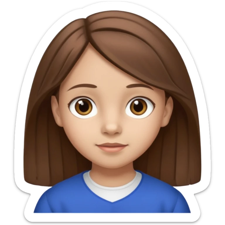 Une fille qui s’appelle Angèle aux cheveux marrons de neuf ans, qui adore les Capi, barra et aux yeux gris sticker